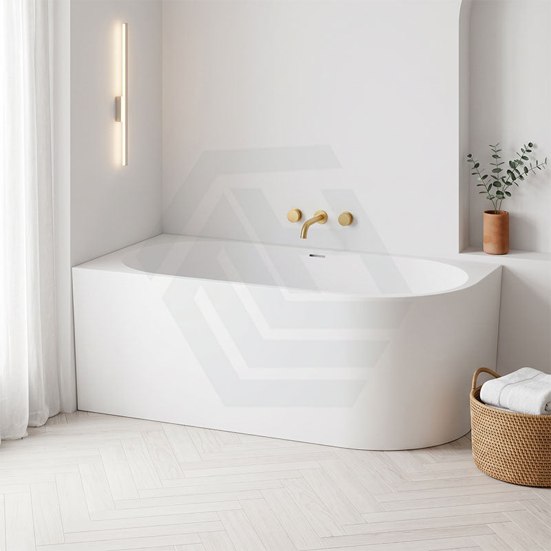 Acrylic Left/Right Corner Bathtub Overflow Available 1300/1400/1485/1680mm - Gloss/Matt White
