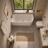 Acrylic Left/Right Corner Bathtub Overflow Available 1300/1400/1485/1680mm - Gloss/Matt White