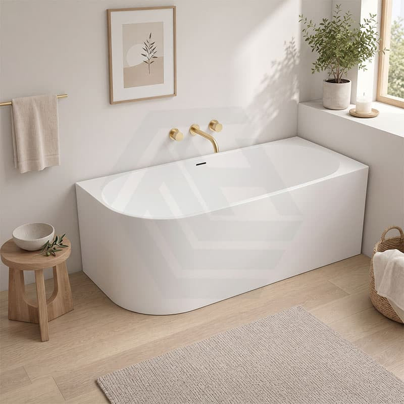 Acrylic Left/Right Corner Bathtub Overflow Available 1300/1400/1485/1680mm - Gloss/Matt White