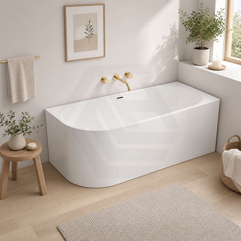 Acrylic Left/Right Corner Bathtub Overflow Available 1300/1400/1485/1680mm - Gloss/Matt White