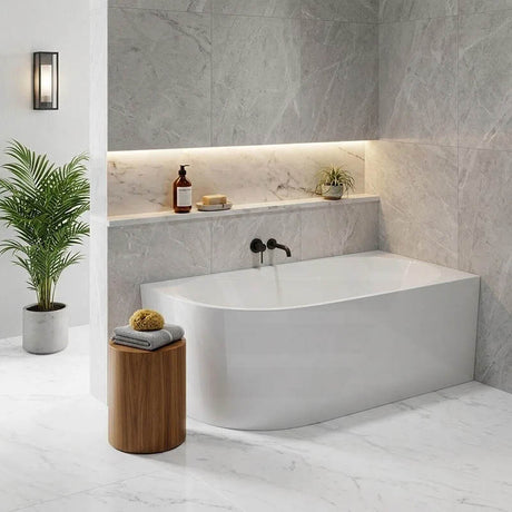 Nerida Right Corner Bathtub Acrylic NO Overflow 1680mm - Gloss White