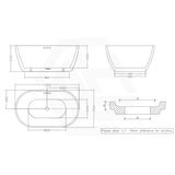 1300/1400/1530/1690mm Moah Oval Freestanding Bathtub Acrylic Overflow & Variant Colour Available