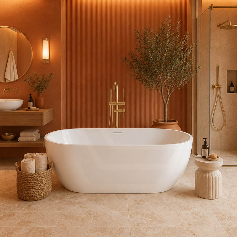 Moah Oval Freestanding Bathtub Acrylic Overflow 1300/1400/1500/1690mm - Variant Colour Available