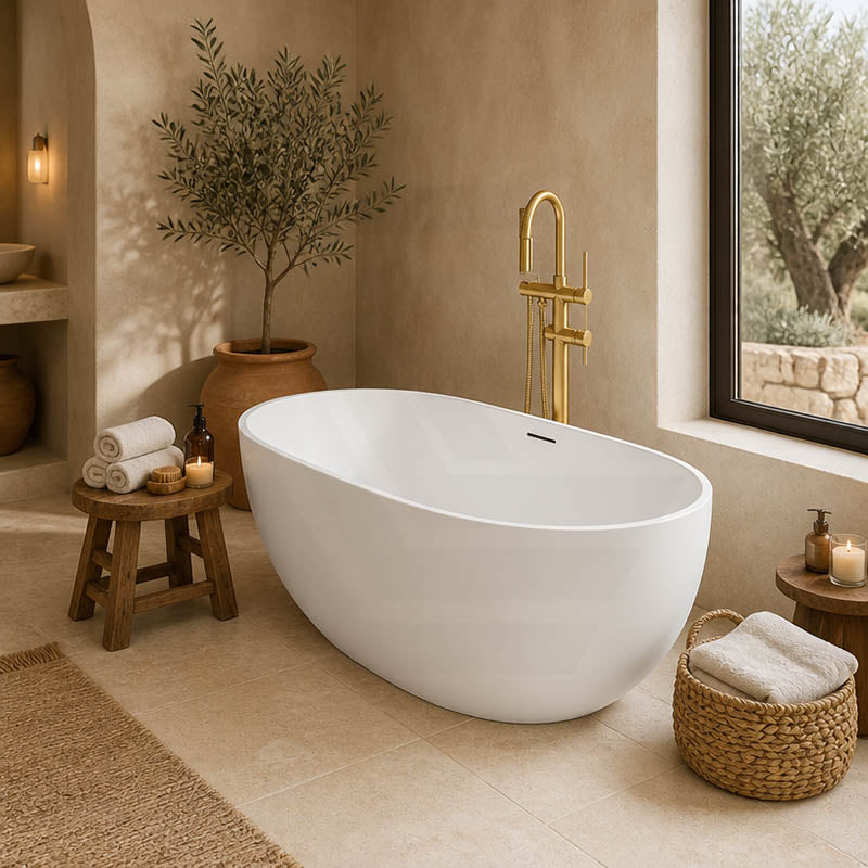 Moah Oval Freestanding Bathtub Acrylic Overflow 1300/1400/1500/1690mm - Variant Colour Available