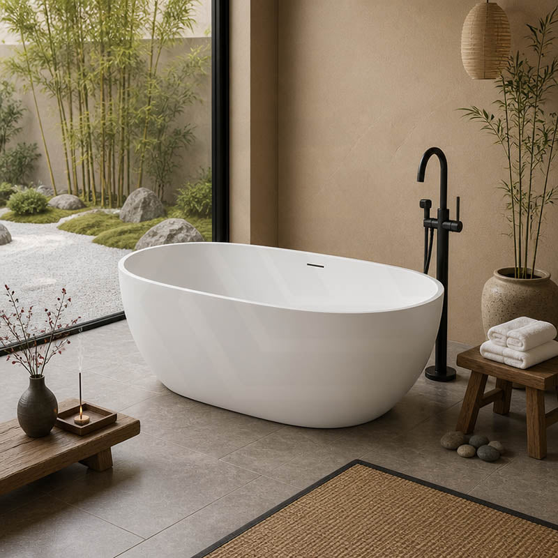 Moah Oval Freestanding Bathtub Acrylic Overflow 1300/1400/1500/1690mm - Variant Colour Available