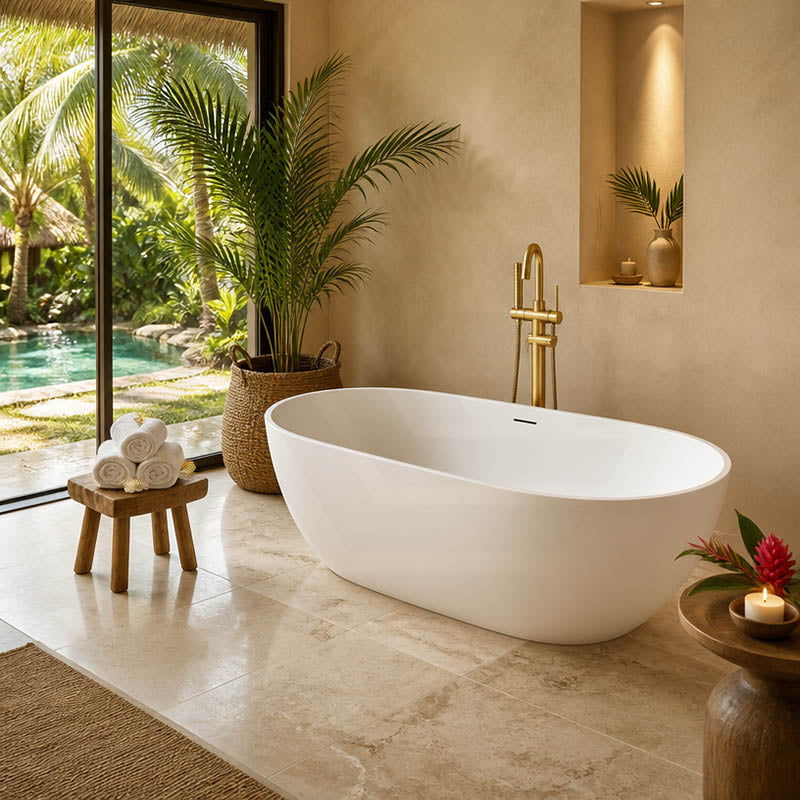 Moah Oval Freestanding Bathtub Acrylic Overflow 1300/1400/1500/1690mm - Variant Colour Available