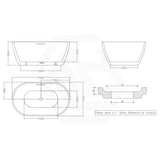 1300/1400/1530/1690mm Moah Oval Freestanding Bathtub Acrylic Overflow & Variant Colour Available