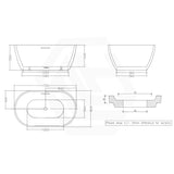 1300/1400/1530/1690mm Moah Oval Freestanding Bathtub Acrylic Overflow & Variant Colour Available