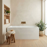 Rectangular Japanese Soaking Multi-Fit Corner Back to Wall Freestanding Bathtub NO Overflow 1000/1100mm - Gloss White