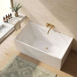 Rectangular Japanese Soaking Multi-Fit Corner Back to Wall Freestanding Bathtub NO Overflow 1000/1100mm - Gloss White