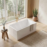 Rectangular Japanese Soaking Multi-Fit Corner Back to Wall Freestanding Bathtub NO Overflow 1000/1100mm - Gloss White