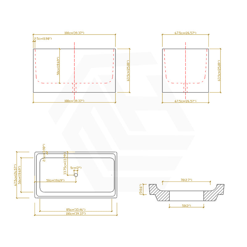 1000/1100mm Rectangular Gloss White Japanese Soaking Multi-Fit Corner Back to Wall Freestanding Bathtub NO Overflow
