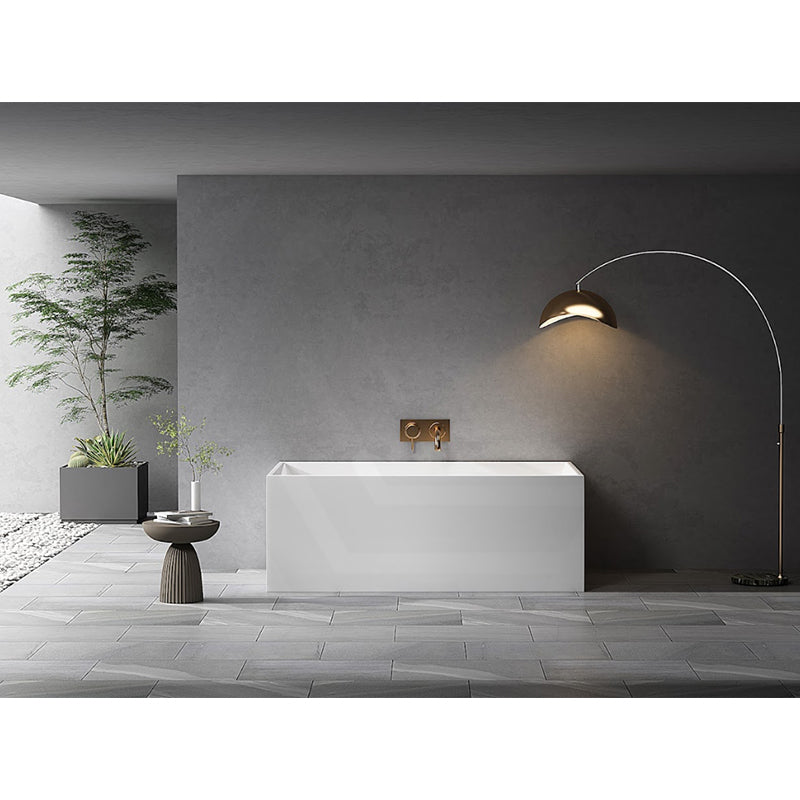 1000/1100mm Rectangular Gloss White Japanese Soaking Multi-Fit Corner Back to Wall Freestanding Bathtub NO Overflow