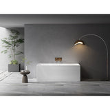 1000/1100mm Rectangular Gloss White Japanese Soaking Multi-Fit Corner Back to Wall Freestanding Bathtub NO Overflow
