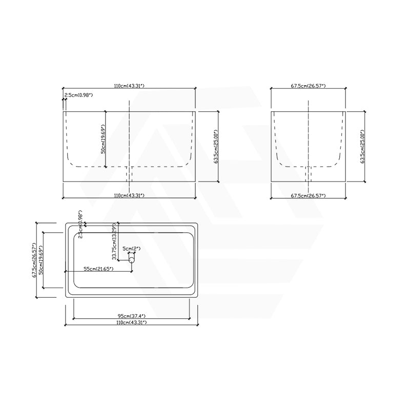 1000/1100mm Rectangular Gloss White Japanese Soaking Multi-Fit Corner Back to Wall Freestanding Bathtub NO Overflow