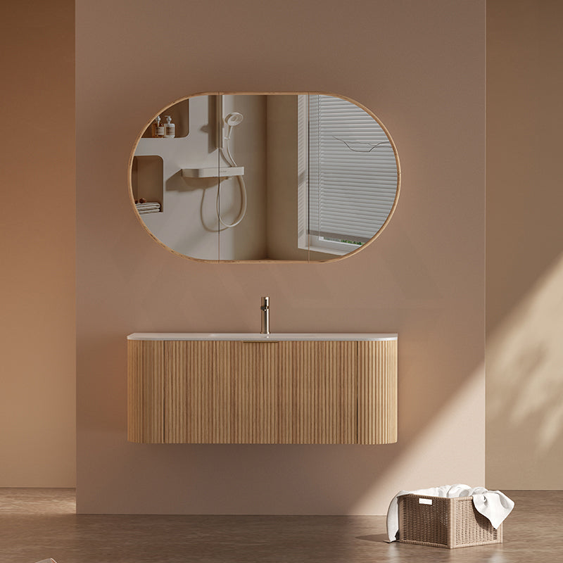 RIO 600-1500mm Bathroom Linear Surface Vanity Wall Hung Single/Double Bowl Plywood Timber Oak Cabinet ONLY & Stone Top Available