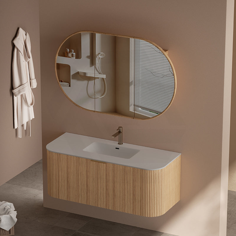 RIO 600-1500mm Bathroom Linear Surface Vanity Wall Hung Single/Double Bowl Plywood Timber Oak Cabinet ONLY & Stone Top Available
