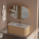 RIO 600-1500mm Bathroom Linear Surface Vanity Wall Hung Single/Double Bowl Plywood Timber Oak Cabinet ONLY & Stone Top Available