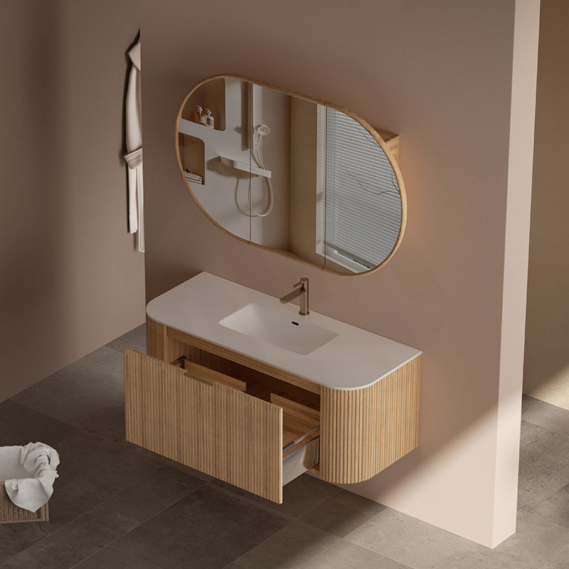 RIO 600-1500mm Bathroom Linear Surface Vanity Wall Hung Single/Double Bowl Plywood Timber Oak Cabinet ONLY & Stone Top Available