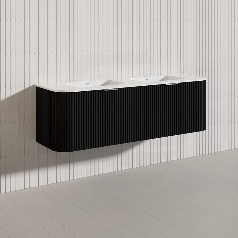 RIO 600-1800mm Bathroom Linear Surface Vanity Wall Hung Single/Double Bowl Plywood Black Cabinet ONLY & Vanity Top Available