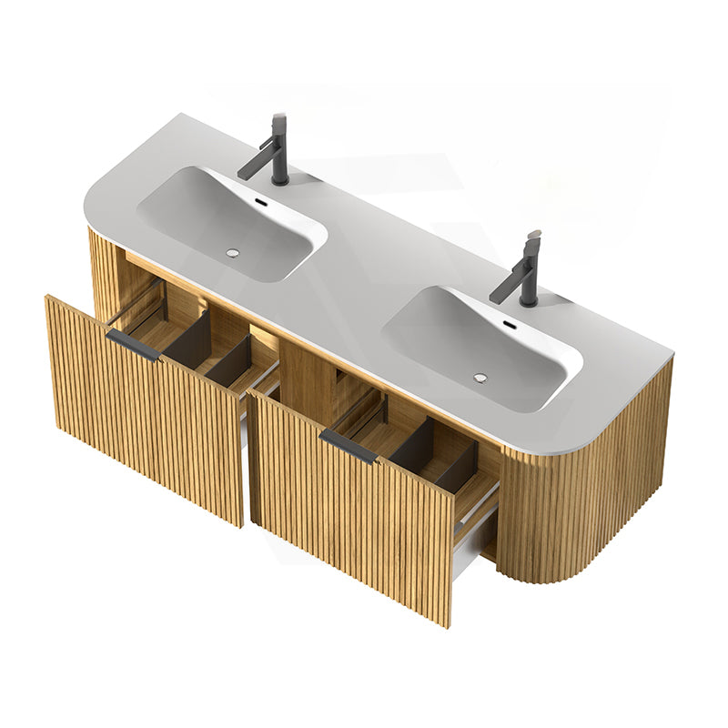 RIO 600-1500mm Bathroom Linear Surface Vanity Wall Hung Single/Double Bowl Plywood Timber Oak Cabinet ONLY & Stone Top Available