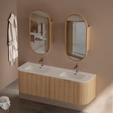 RIO 600-1500mm Bathroom Linear Surface Vanity Wall Hung Single/Double Bowl Plywood Timber Oak Cabinet ONLY & Stone Top Available