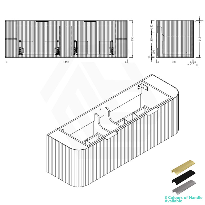 RIO 600-1500mm Bathroom Linear Surface Vanity Wall Hung Single/Double Bowl Plywood Timber Oak Cabinet ONLY & Stone Top Available