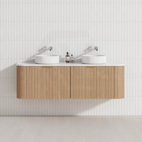 RIO 600-1500mm Bathroom Linear Surface Vanity Wall Hung Single/Double Bowl Plywood Timber Oak Cabinet ONLY & Vanity Top Available