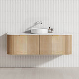 RIO 600-1500mm Bathroom Linear Surface Vanity Wall Hung Single/Double Bowl Plywood Timber Oak Cabinet ONLY & Stone Top Available