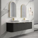RIO 600-1800mm Bathroom Linear Surface Vanity Wall Hung Single/Double Bowl Plywood Black Cabinet ONLY & Stone Top Available