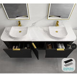 RIO 600-1800mm Bathroom Linear Surface Vanity Wall Hung Single/Double Bowl Plywood Black Cabinet ONLY & Stone Top Available