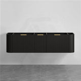 RIO 600-1800mm Bathroom Linear Surface Vanity Wall Hung Single/Double Bowl Plywood Black Cabinet ONLY & Stone Top Available