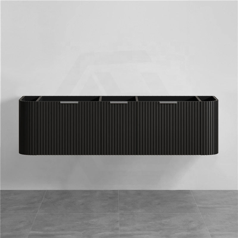 RIO 600-1800mm Bathroom Linear Surface Vanity Wall Hung Single/Double Bowl Plywood Black Cabinet ONLY & Stone Top Available