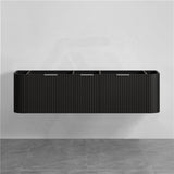 RIO 600-1800mm Bathroom Linear Surface Vanity Wall Hung Single/Double Bowl Plywood Black Cabinet ONLY & Stone Top Available