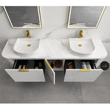 RIO 600-1800mm Bathroom Linear Surface Vanity Wall Hung Single/Double Bowls Plywood White Cabinet ONLY & Stone Top Available