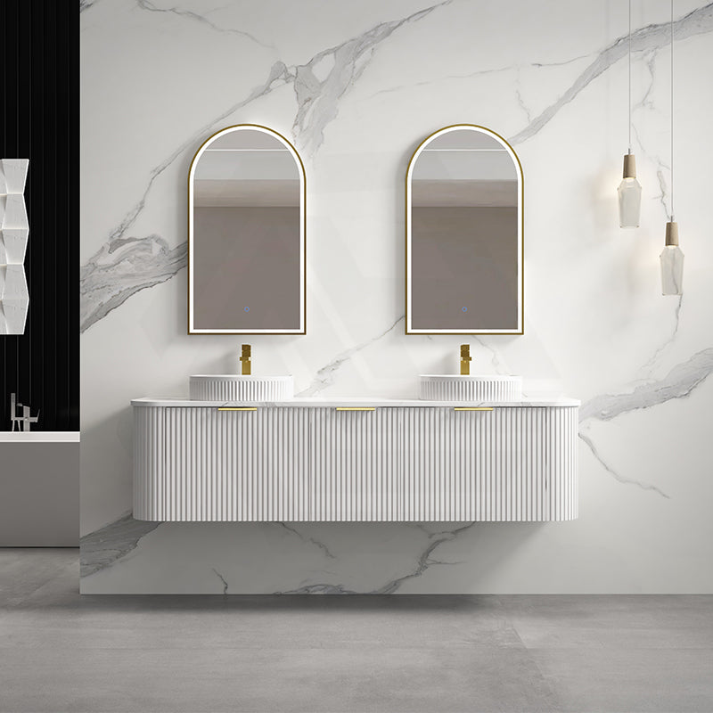 RIO 600-1800mm Bathroom Linear Surface Vanity Wall Hung Single/Double Bowls Plywood White Cabinet ONLY & Stone Top Available