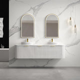 RIO 600-1800mm Bathroom Linear Surface Vanity Wall Hung Single/Double Bowls Plywood White Cabinet ONLY & Stone Top Available