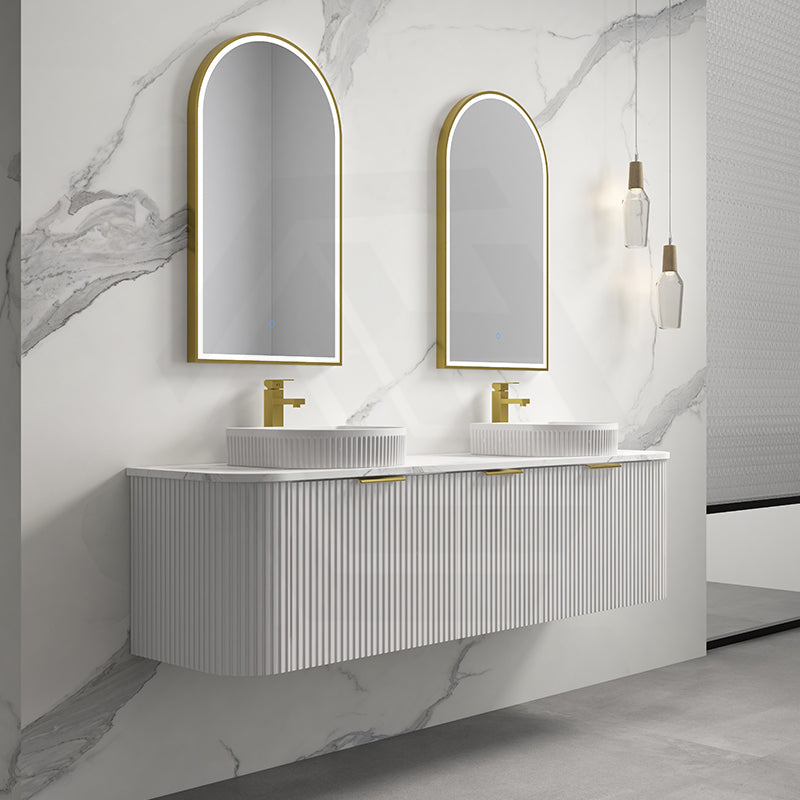 RIO 600-1800mm Bathroom Linear Surface Vanity Wall Hung Single/Double Bowls Plywood White Cabinet ONLY & Stone Top Available