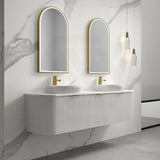 RIO 600-1800mm Bathroom Linear Surface Vanity Wall Hung Single/Double Bowls Plywood White Cabinet ONLY & Stone Top Available