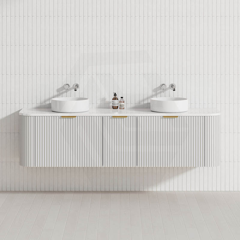 RIO 600-1800mm Bathroom Linear Surface Vanity Wall Hung Single/Double Bowls Plywood White Cabinet ONLY & Vanity Top Available