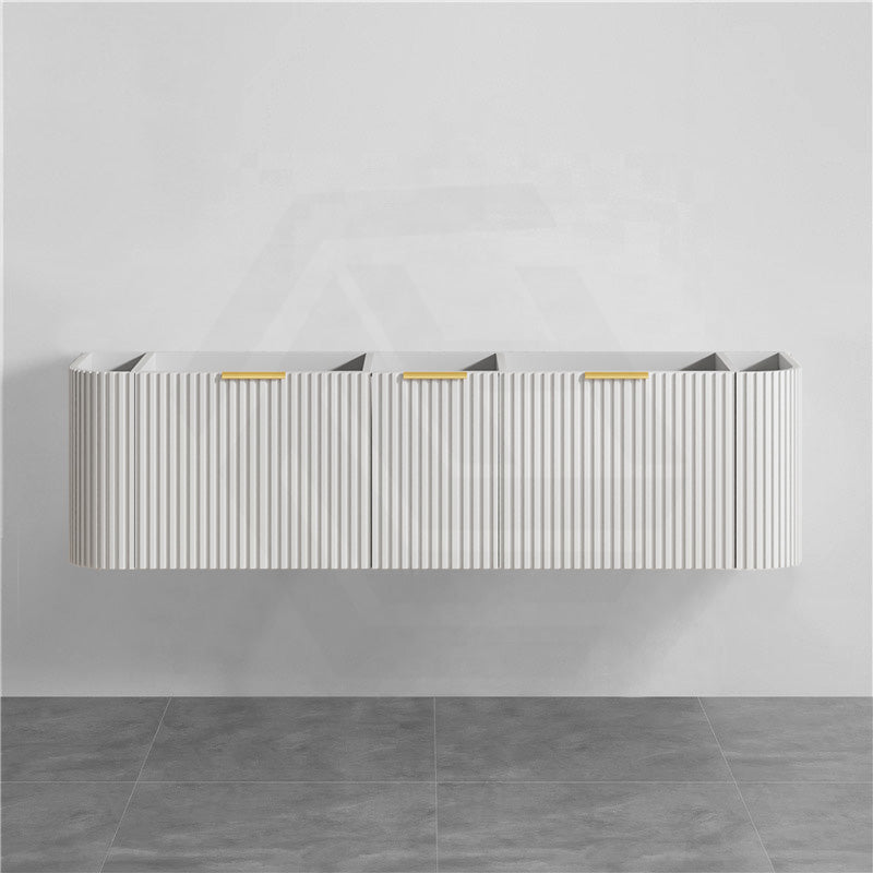 RIO 600-1800mm Bathroom Linear Surface Vanity Wall Hung Single/Double Bowls Plywood White Cabinet ONLY & Stone Top Available