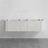 RIO 600-1800mm Bathroom Linear Surface Vanity Wall Hung Single/Double Bowls Plywood White Cabinet ONLY & Stone Top Available