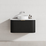 Rio 750/900/1200/1500Mm Bathroom Linear Surface Vanity Wall Hung Single/Double Drawer Plywood Black