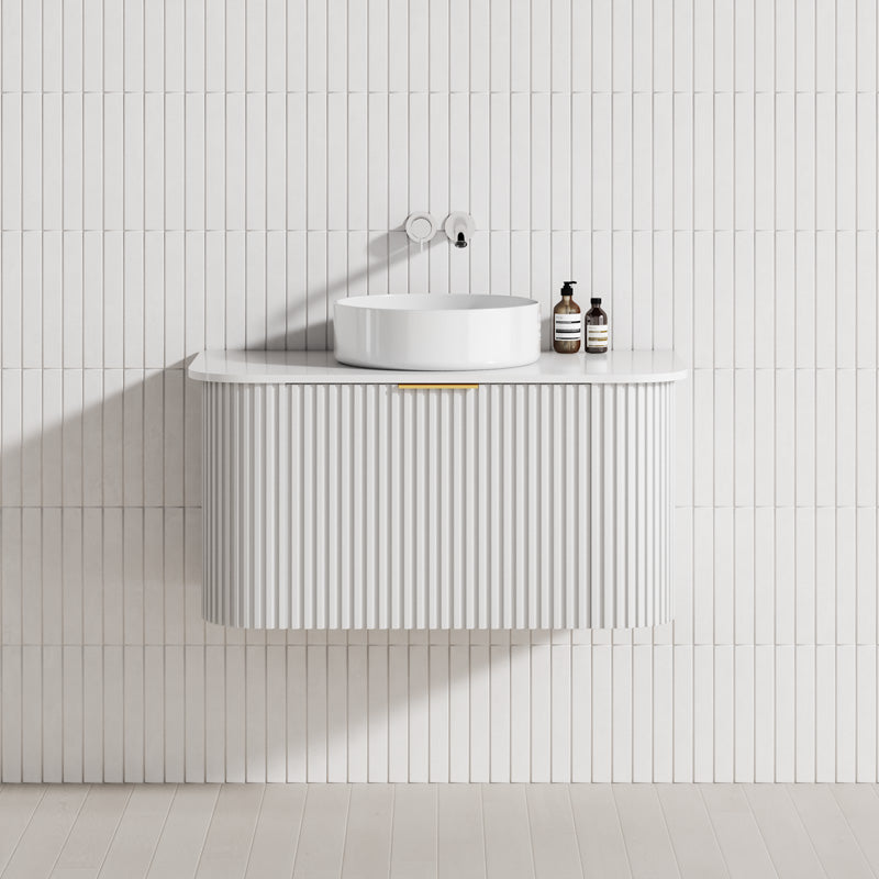 Rio 750/900/1200/1500Mm Bathroom Linear Surface Vanity Wall Hung Single/Double Drawer Plywood White