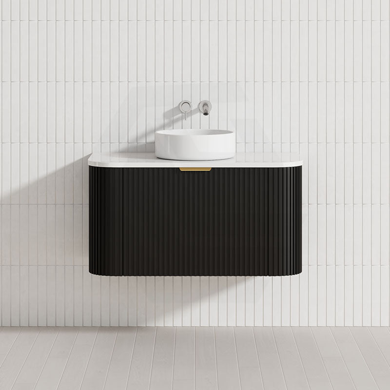 RIO 600-1800mm Bathroom Linear Surface Vanity Wall Hung Single/Double Bowl Plywood Black Cabinet ONLY & Vanity Top Available