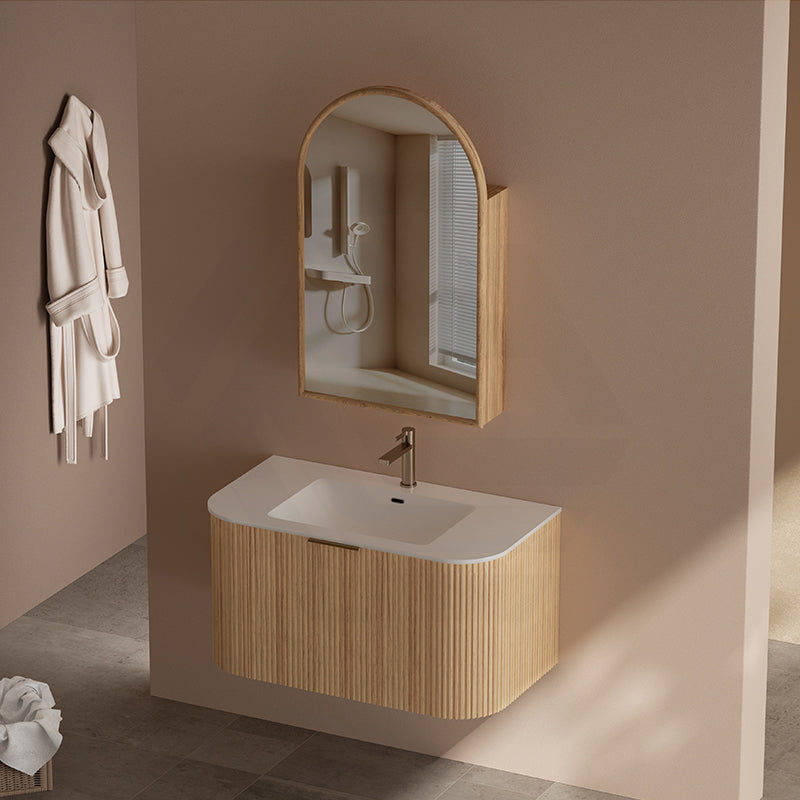 RIO 600-1500mm Bathroom Linear Surface Vanity Wall Hung Single/Double Bowl Plywood Timber Oak Cabinet ONLY & Stone Top Available