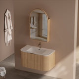 RIO 600-1500mm Bathroom Linear Surface Vanity Wall Hung Single/Double Bowl Plywood Timber Oak Cabinet ONLY & Stone Top Available