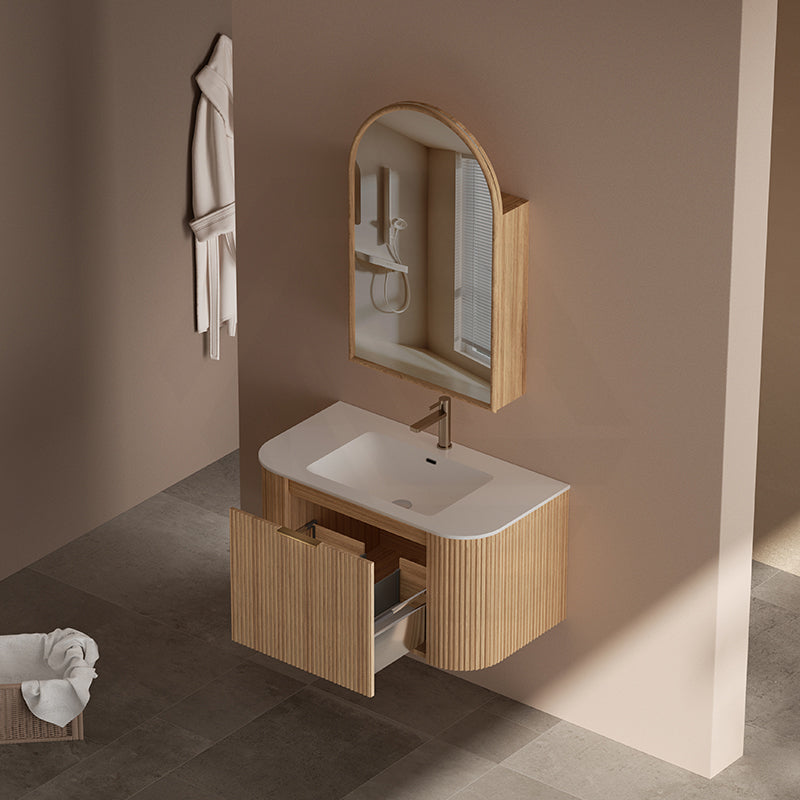 RIO 600-1500mm Bathroom Linear Surface Vanity Wall Hung Single/Double Bowl Plywood Timber Oak Cabinet ONLY & Stone Top Available