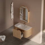 RIO 600-1500mm Bathroom Linear Surface Vanity Wall Hung Single/Double Bowl Plywood Timber Oak Cabinet ONLY & Stone Top Available