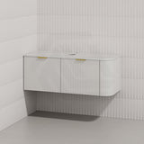 RIO 1200mm Bathroom Linear Surface Corner Vanity Wall Hung Plywood Semi-Matt White with Stone Top